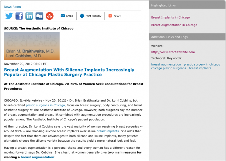 Brian Braithwaite Md Aesthetic Institute Of Chicago Breast Augmentation with Silicone Implants Increasingly Popular at
