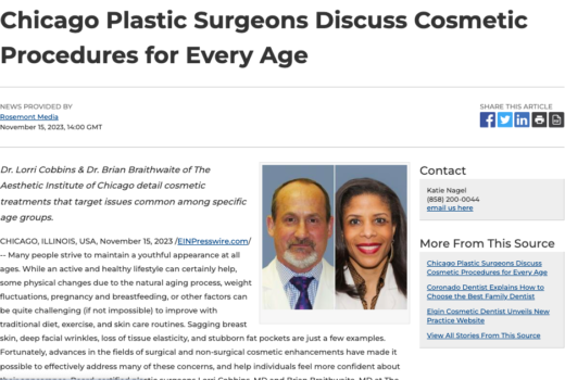 Chicago plastic surgeons Lorri Cobbins, MD and Dr. Brian Braithwaite talk about cosmetic procedures that can be ideal for specific age ranges.